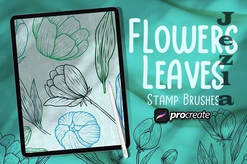 Flower & Leaves Brush Stamp Procreate