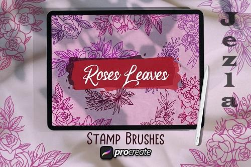 Roses Leaves Brush Stamp Procreate