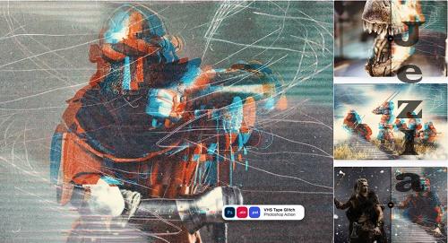 VHS Tape Glitch Photoshop Action