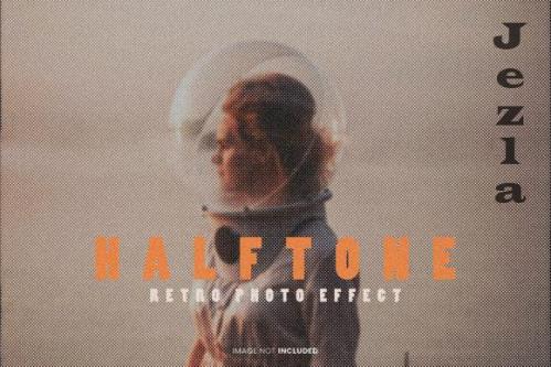 Halftone Retro Effect Photo Effect Psd