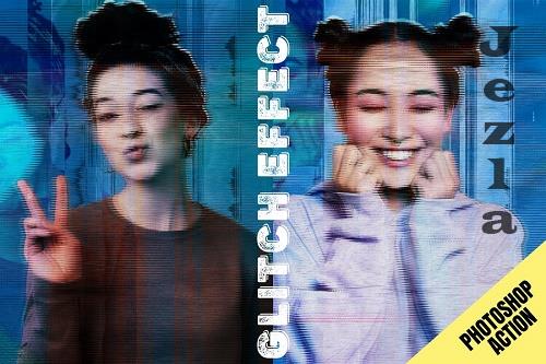 Glitch Grain Photoshop Effect Action