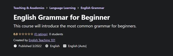 Udemy - English Grammar for Beginner