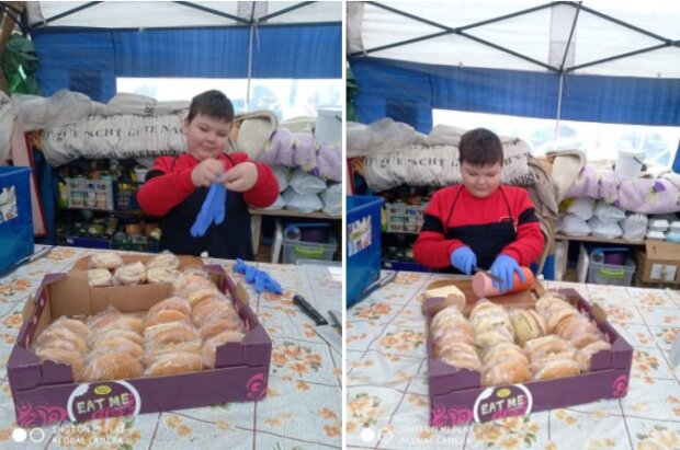 9-річний Володя з Києва готує обіди захисникам просто неба