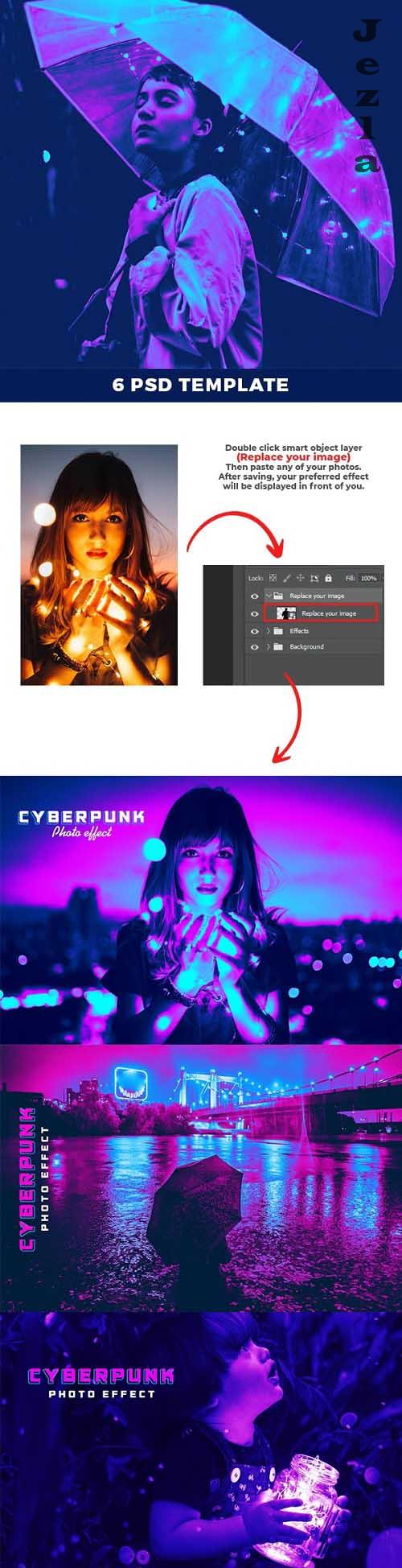 Cyberpunk Neon Light Photo Effect - 36911061