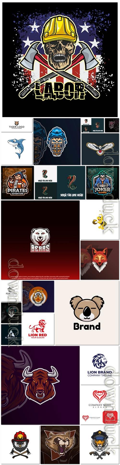 Mascot logo design set premium vector vol 38 Mascot logo design set premium vector vol 38