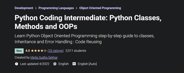 Python Coding Intermediate Python Classes, Methods and OOPs
