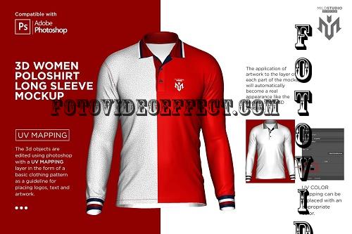 3D Poloshirt Long Sleeve Mockup - 6453706