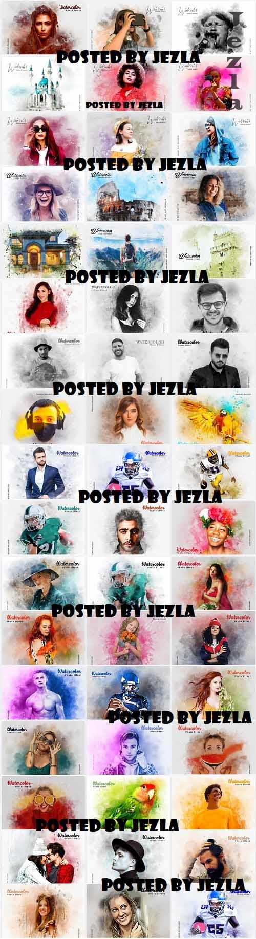Watercolor Photo Effect Bundle V1 - 50 Premium Graphics