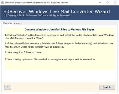 BitRecover Windows Live Mail Converter Wizard 7.4