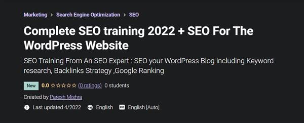 Complete SEO training 2022 + SEO For The WordPress Website