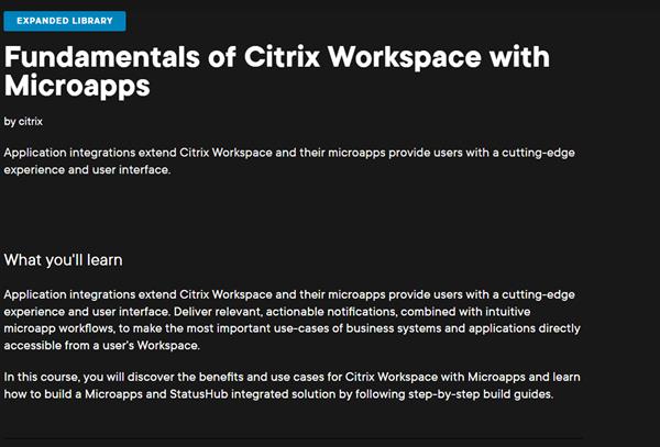 Citrix - Fundamentals of Citrix Workspace with Microapps