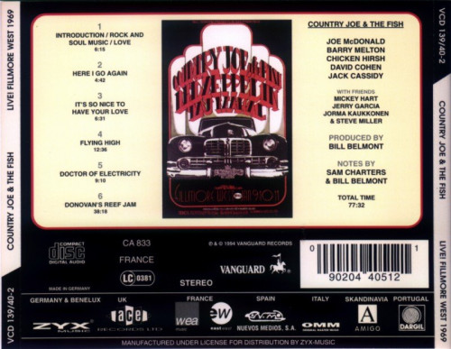 Country Joe & The Fish - Live! Fillmore West (1969) (1994) lossless