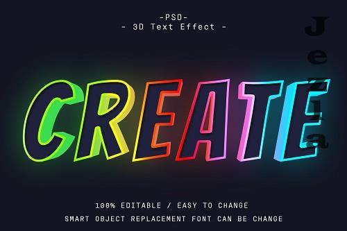 3D Colorful Glowing Text Effect Photoshop