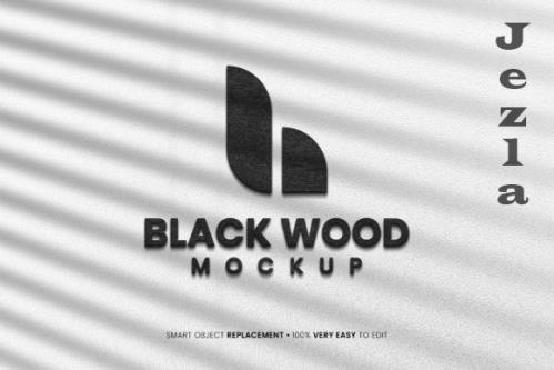 Black Wood Logo Mockup